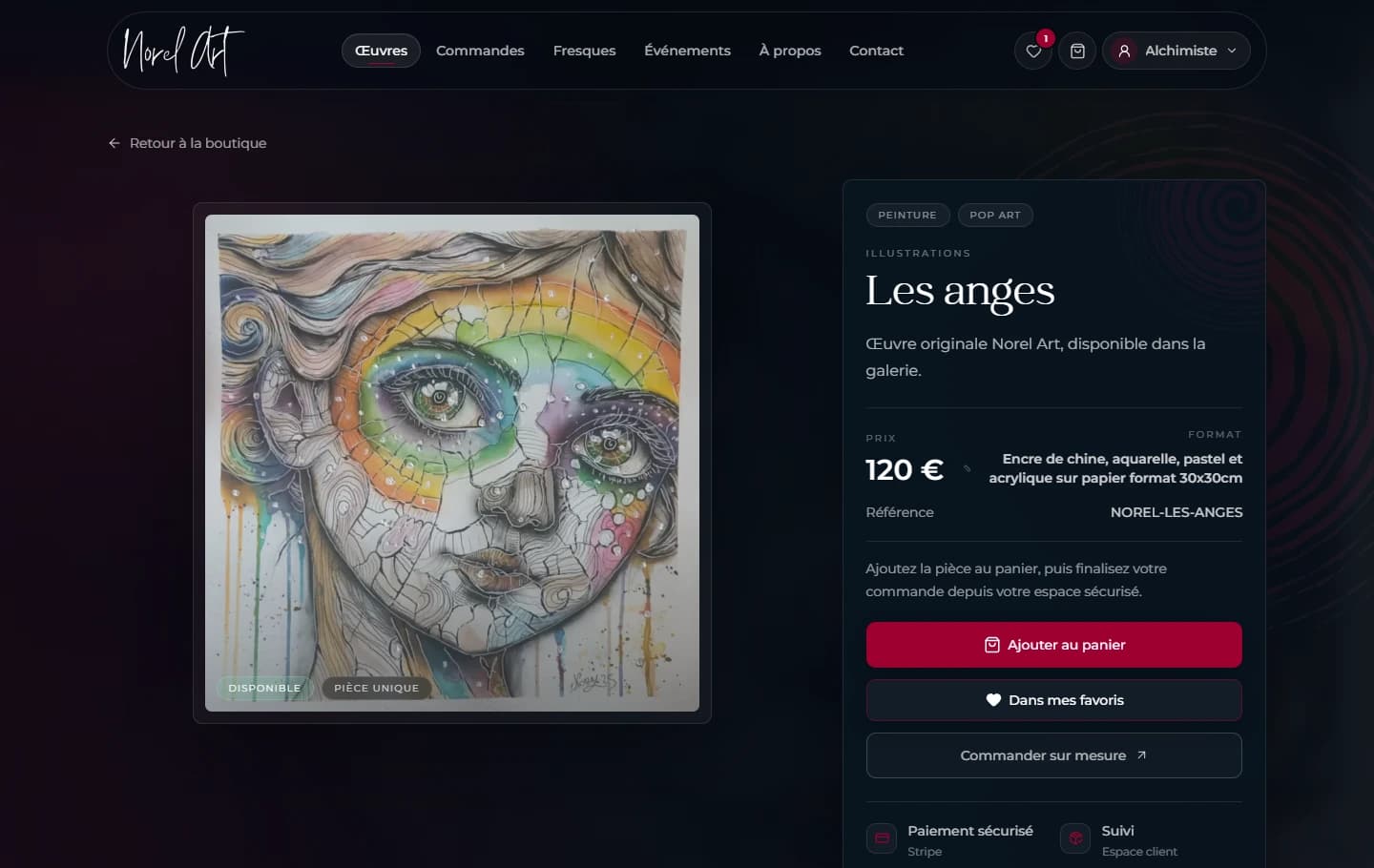 Page de détail d'une oeuvre