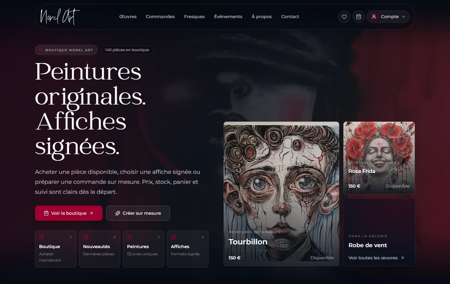 Page d'accueil du site Norel Art