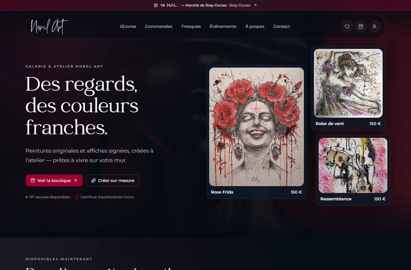 Page d'accueil du site Norel Art